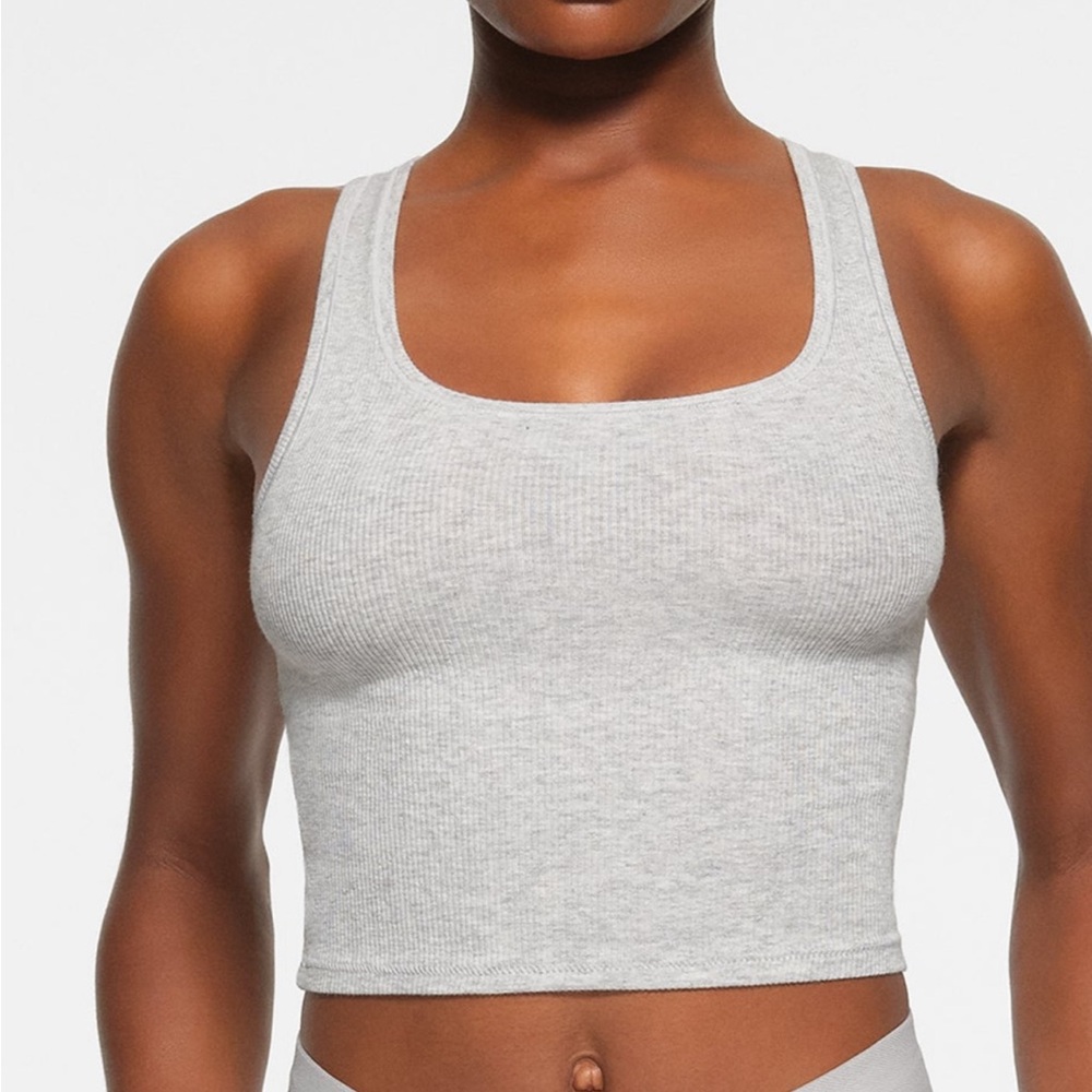 Skims cotton rib tank XS light heather gray